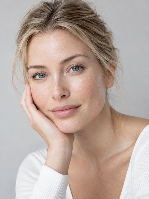 Illustrative skin, lash and brow editorial portrait