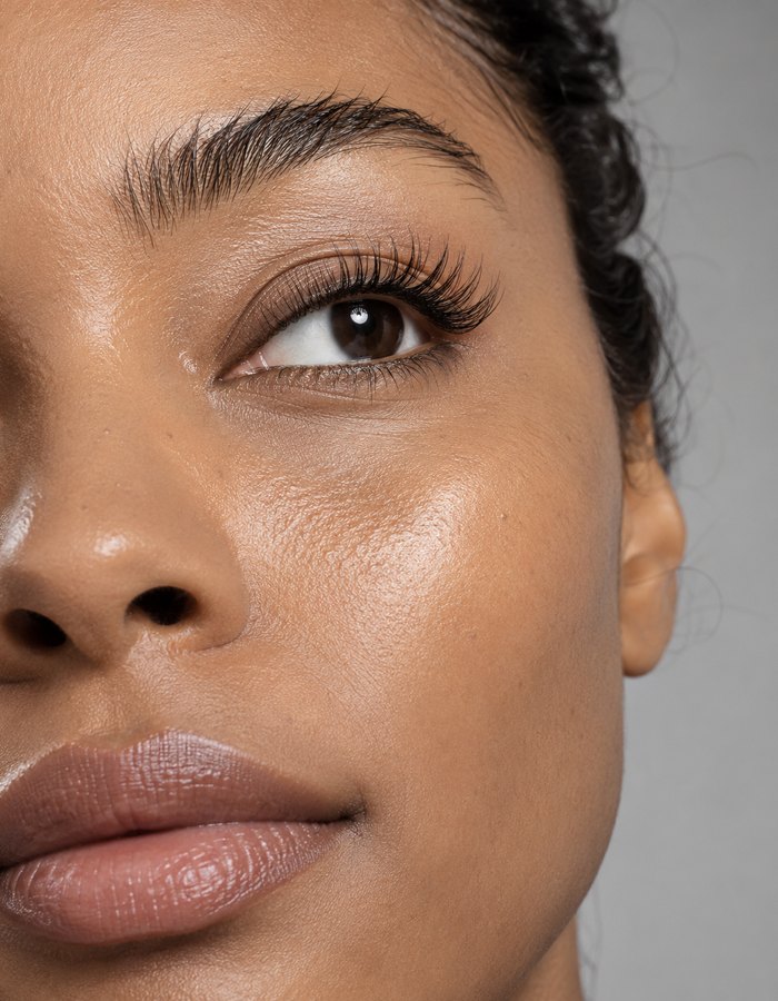 Illustrative skin, lash and brow editorial portrait