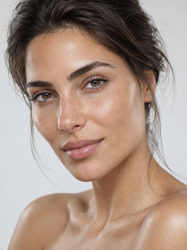 Illustrative skin, lash and brow editorial portrait